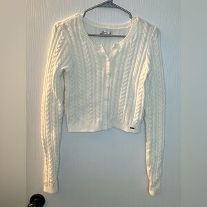 Women's White Cable Knit Sweater